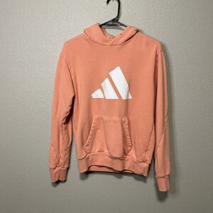 Adidas Peach Coral Logo Hoodie Pullover Sweatshirt Womens Small